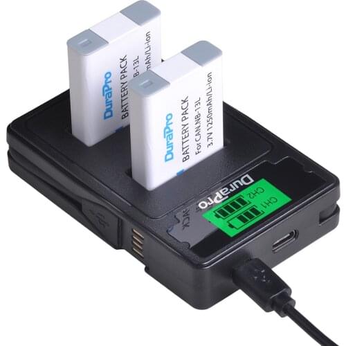 2x 1250mAh NB-13L NB 13L Replacement Battery Pack + LCD Charger with Type C for Canon G5X G7X G9X G7 X Mark II SX720 HS Camera