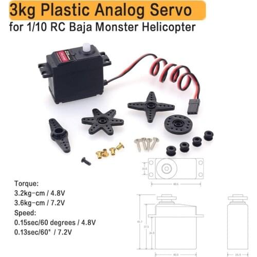 3KG High Torque 38g Monster Servo Baja Buggy Servo for Boat Model 1/10 RC Car Redcat LRP Traxxas HPI HSP Kyosho Team Abs