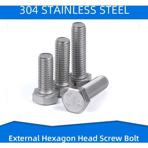 304 Stainless Steel External Hexagon Screw Bolt Outer Hex Screws Fasteners M3 M4 M5