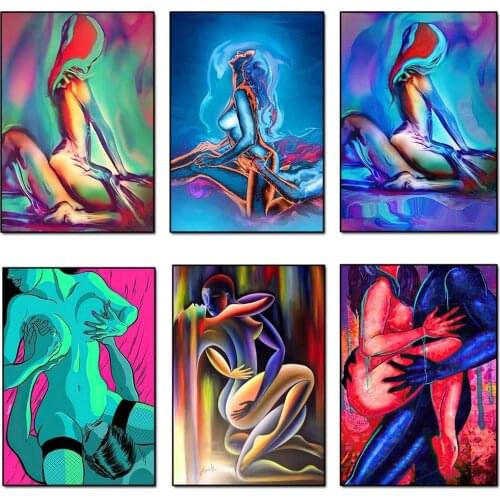 Abstract Woman Men Nude Sexy Body Art Canvas Painting Wall Art Prints Poster Wall Pictures For Home Room Decor (No Frame)