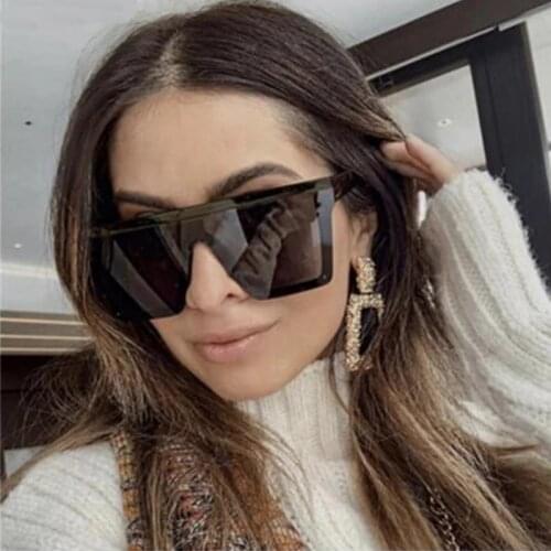 HKNA Oversized Sunglasses Woman Vintage Square Sun Glasses for Woman Luxury Brand Gradient Mirror Sunglasses Gafas De Sol Mujer