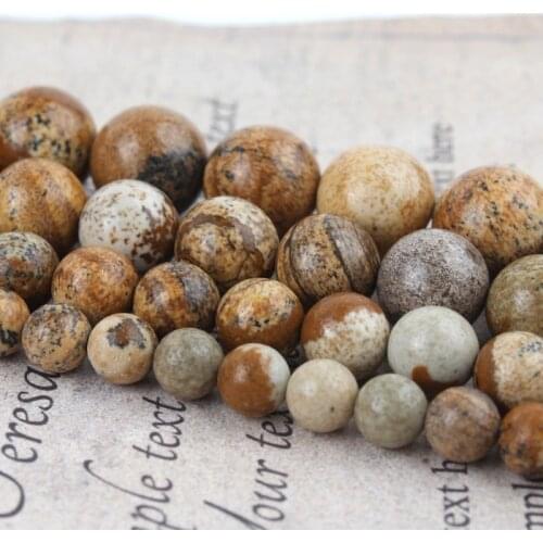 New Arrival 4 6 8 10 12mm Natural Picture Jaspers Round Loose Beads 15" Strand Wholesale For DIY Making Bracelet Necklace