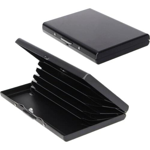 Black Stainless Steel Keeper Business Name Credit ID Card Pocket Case Box Holder