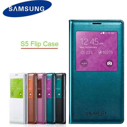 Original Samsung S5 Flip Case for Samsung Galaxy S5 G900 G900F G900H G900M I9600 S View Smart Window Leather Case