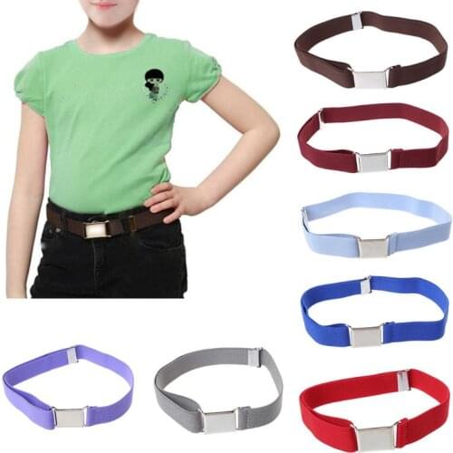 Children Kids Solid Color Unisex Canvas Belts Boys Girls Elastic Belt Adjustable