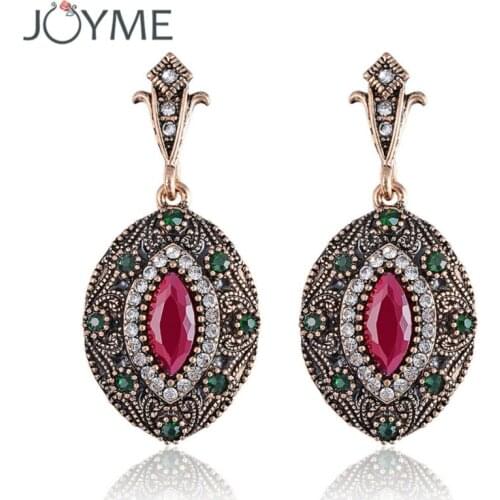 Joyme New Luxury Vintage Earrings For Woman Bride Bridesmaid Weddings Pendant Drop Turkish India Earrings Jewelry Bijoux