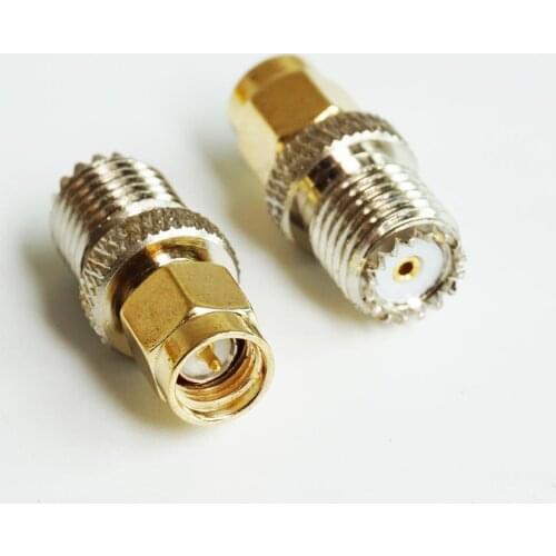 1X Pcs miniUHF To SMA Cable Connector Socket mini UHF MINIUHF Female To SMA Male Jack Copper Gold Straight Coaxial RF Adapters