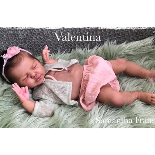 NPK 19inch Reborn Doll Kit Valentina By Elisa Sleeping baby with cloth body Fresh color Soft Touch
