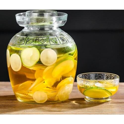 Korean Japanese Glass Pickle Jar Transparent Thicken Glass Kimchi Container Pickled Jars for Pickling Food Sealed Storage Tank