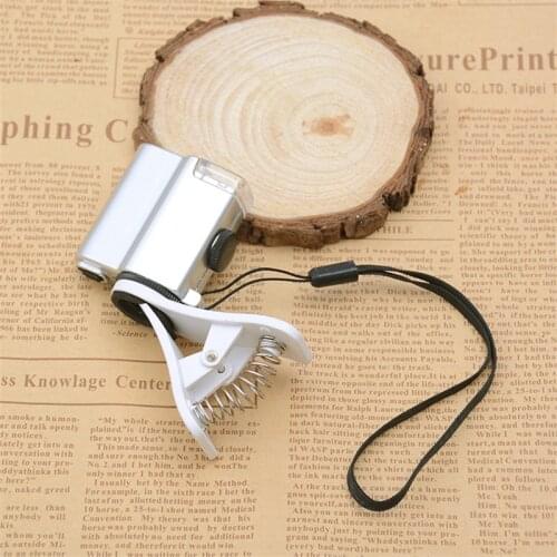 Without Battery Mobile Phone Clip Magnifier 55X Portable Microscope Magnifier with LED Light