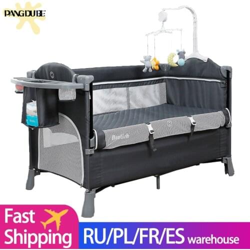 4 Major Functions Baby Bed Kids Game Playpen Babt Diaper Table Baby Cradle with Rocker Portable Cribs for Baby Foldable Baby Bed