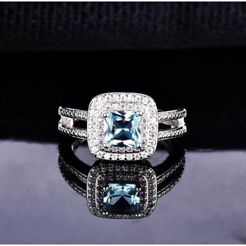 Fashion Double Deck Design Square Rings Charm Luxury Wedding Jewelry For Women Outer Banks Party Accessories Statement Gifts