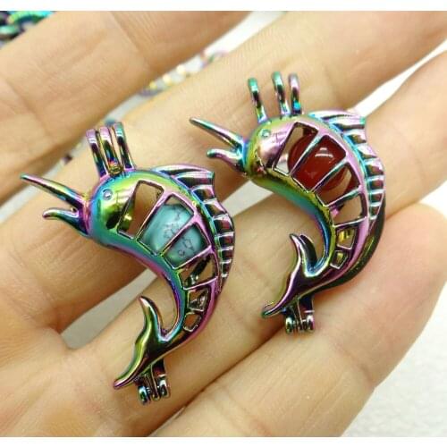 1PC Natural Stone lapis Quartz Crystal Opal tiger eye Lucky beads Titanium fish Pendant for Diy Jewelry Making necklac