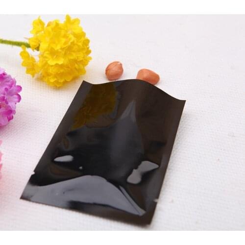 Wholesale 8*12cm Open Top Black Plating Aluminum Foil Bags Heat Seal Vacuum Pouches Sugar Beans Storage Plastic Mylar Foil Bag