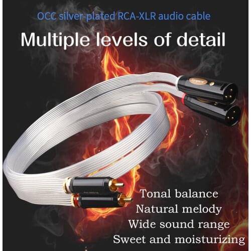 Pair OCC Silver Plated RCA To XLR Cable 14 Core Decoder Amplifier HiFi Audio Line