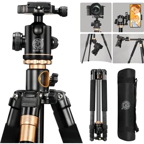 Q999H Professional Camera Tripod 61 Inch Portable Multifunction Aluminium Tripod for Canon Nikon Sony SLR DSLR Cameras