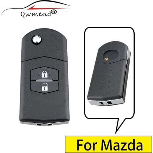 QWMEND 2 3 Buttons Car Remote Key Fob Shell for Mazda 3 5 6 Replacement Flip Car Key Case for Mazda MAZ24R blade
