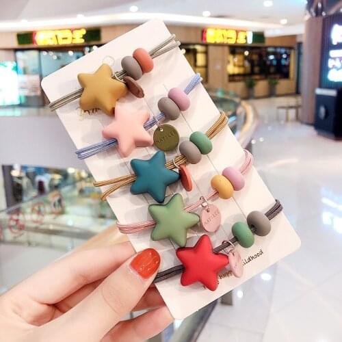 Fashion Star Shape Hair Ties for Women Solid Color Hair Rubber Bands Girl Head Rope