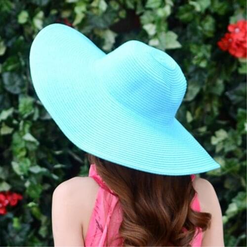 Seioum Wide Brim Floppy Straw Hat Sun Hat Beach Women Hat Summer Hat UV Protect Travel Cap Lady Girls Cap Female