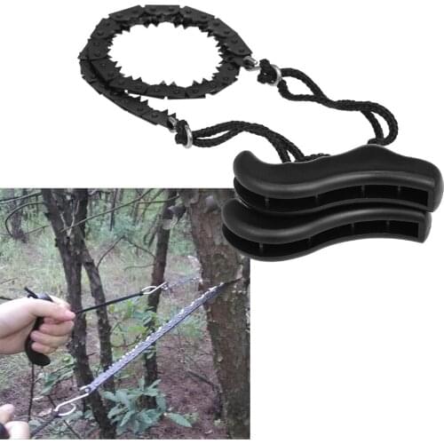 Folding Chain Saw Jagged Chainsaw Manual Steel Wire Saw Hand Camping Hiking Hunting Emergency Survival Tool