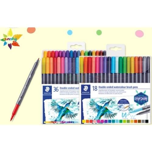 Staedtler 3001TB 18 / 36 color washable double head hand account painting Water soluble watercolor pen professional art supplies