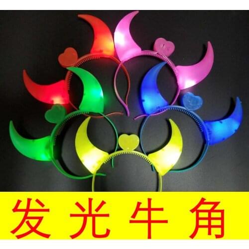 Luminous Horn Flashing LED Headband Masks Wholesale Halloween Party Bar Cosplay Props Supplies Mask