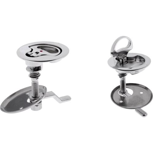 Pack of 2 Durable Stainless Steel Boat Hatch Latches with Lift Handle 50mm/2'' - Turning Lock Type