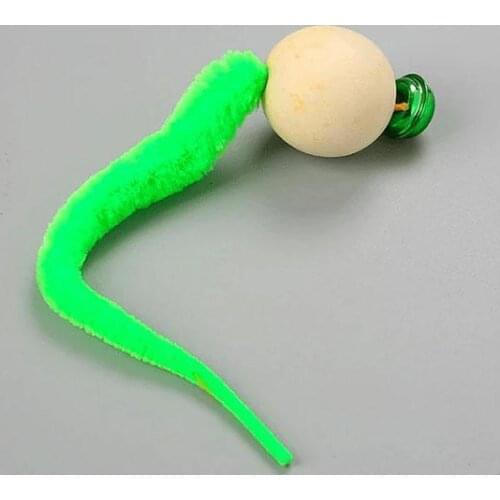 Wiggly Balls Cat Bell Toys New Cat Chewing Toys Wooden Ball Wiggly Tail Bell Sounding Kitten Bite Chewing Interactive Plush Cat