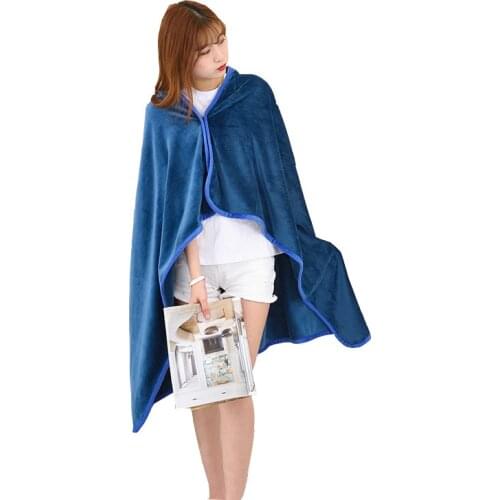 Winter Fleece Cape Blanket for Sofa Travel Car Office Nap Deep Sleep Shawl Anti-slip With Two Buckle