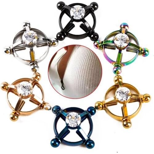 1PC Adijustable Nipple Ring Jewelry Casual Women Fashion Women Body Piercing Breast Nail Screw Bell Pendant Fake Nipple Ring