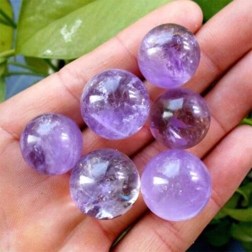 1pc Amethyst Quartz Sphere Pretty Mini Crystal Ball Healing Purple Stone Decor 2cm