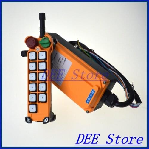 1 Speed 1 Transmitter 10 Channels Hoist Crane Truck Radio Remote Control Push Button Switch System with Emergency-Stop