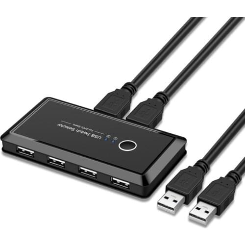 2x4 USB 2.0 Sharing Switch Selector 2 Port PCs Sharing 4 USB Devices for Keyboard Mouse Printer