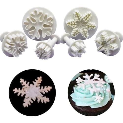 3Pcs/Set Snowflake Fondant Cake Decorating Tools Plunger Sugarcraft Cutter Mold Tools Christmas Xmas Gift Cake Decorating Tools