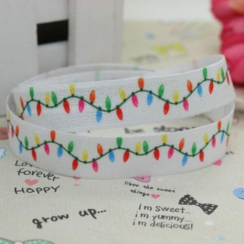 5/8 inch Free shipping Elastic FOE christmas light printed ribbon headband diy decoration wholesale OEM P2151