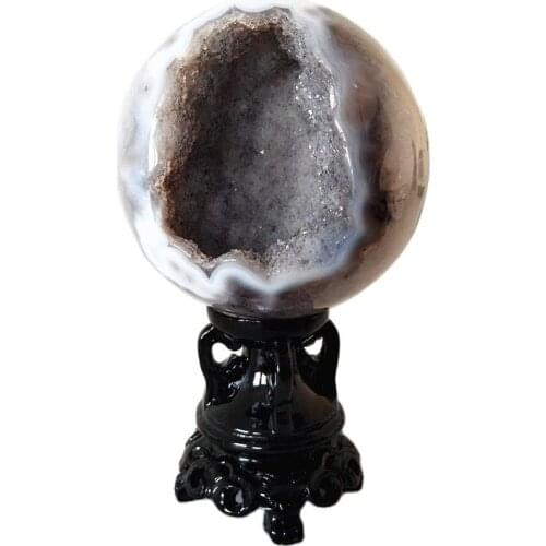 80-85mm Natural stones Druzy agate crystals geode home decoration Agate with druzy vug open sphere crysral cluster