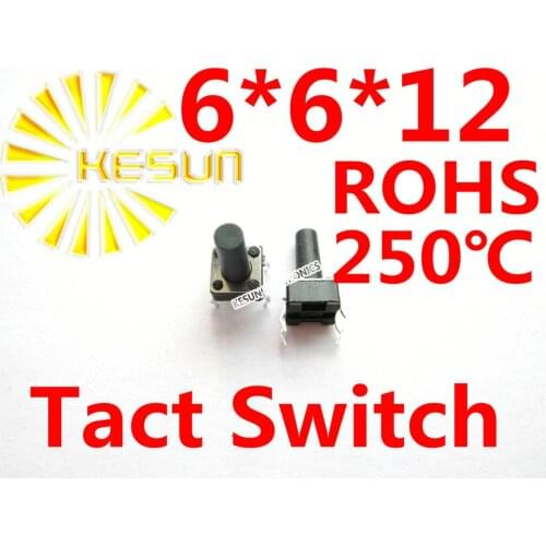 FREE SHIPPING 1000PCS DIP 6X6X12MM Tactile Tact Push Button Micro Switch Momentary ROHS