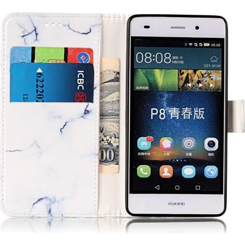 For Huawei P8 lite 2017 Lite Case Fashion Marble Texture Luxury PU Leather Flip Cover Wallet Case Phone Case For Huawei P9 Lite