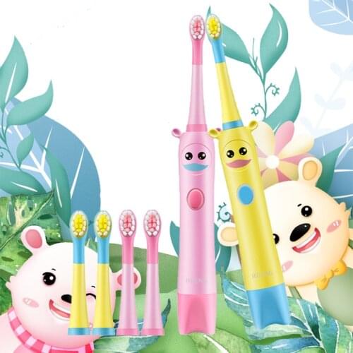 Waterproof Sonic Electric Toothbrush Soft Bristles USB Rechargeable Cartoon Pattern Tooth Brush Cleaning for Kids Age 3