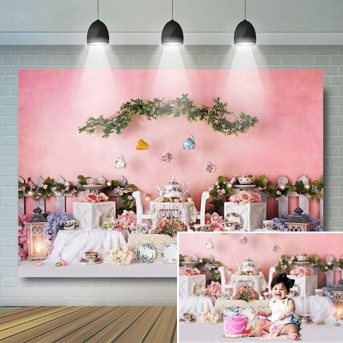 Kids Tea Party Backdrop Cake Smash Portrait Photography Girl 1st Birthday Background Fairy Tale Baby Newborn Child Photostudio