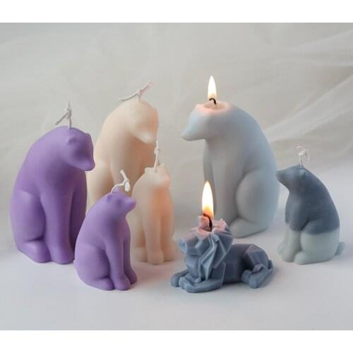 DIY 3D Craft Molds Polar Bear Shape Animals Silicone Candle Mold Christmas Cake Decoration Tools Soap Mold Bakeware Crafts