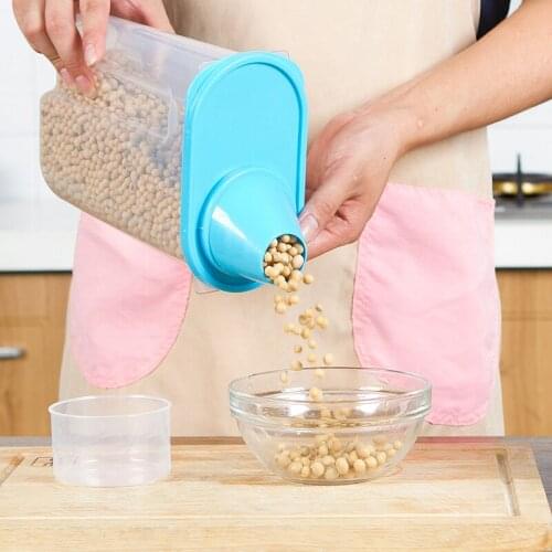 Food Storage Box Plastic Clear Container Set with Pour Lids Kitchen Storage Bottles Jars Dried Grains Tank 1.9L-2.5L Boxes