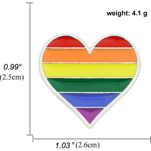 Rainbow Heart Enamel Pins Gay Lesbian Pride LGBT Pin Badge Love Is Awareness Brooches For Unisex DIY Apparel Sewing Accessories