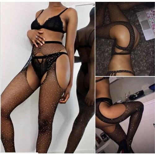 Hot Sale Women Sexy Fishnet Stockings Rhinestone Mesh Tight Slim Pantyhose Ladies Nylon Tights Party Club Skinny Longstockings