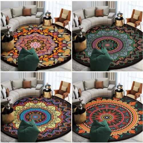 Living Room Area Retro Round Carpet Bedroom Mandala Carpet Fashion Entrance Trend Decoration Datura Carpet Door Mat