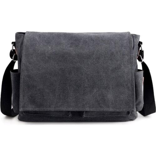 New canvas bag for men with solid color multifunctional cloth bag for men with large capacity one-shoulder computer bag