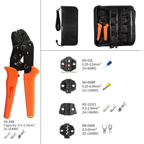 DuPont Terminals Crimp Pliers Interchangeable Dies Wire Crimper Crimping Tools Ratcheting SN-48B PH2.0 XH2.5 JST2.5 VH3.96