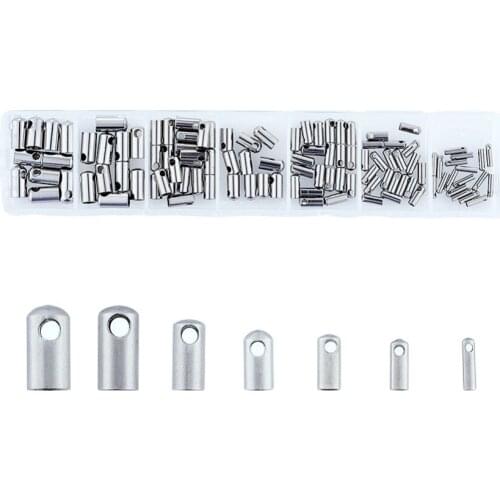 Pandahall Mixed Tube 304 Stainless Steel Cord Ends Beads, 7x2mm Jewelry Findings For Jewelry Making Hole: 1mm; about 110pcs/box