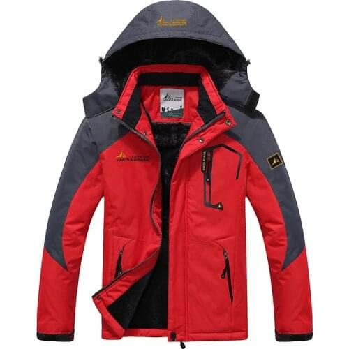 Mens Ski Jacket Winter Warm Fleece Jacket Outdoor Sports Windproof Waterproof Jacket Camping Hiking Skiing Snowboarding Jacket