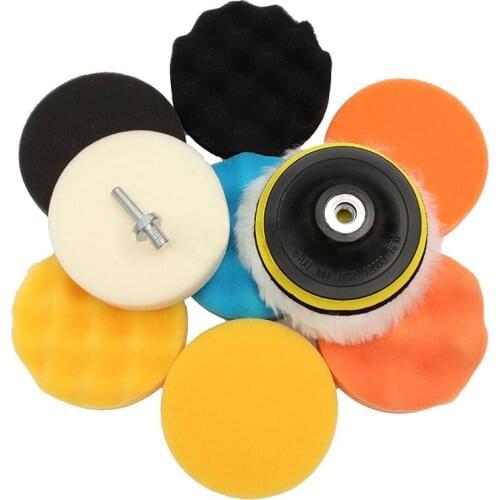 11Pcs Buffer Pad Set 4 Inch Auto Car Polishing Pad Kit For Car Polisher + Drill Adapter M14 Power Tools Accessories